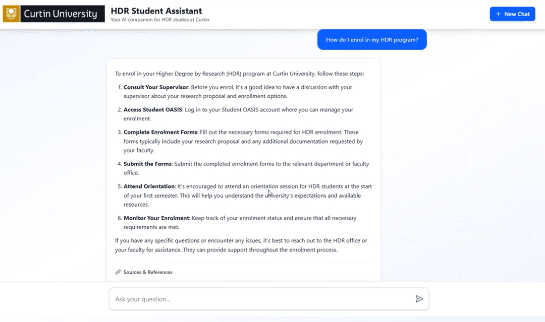 Curtin HDR Chatbot