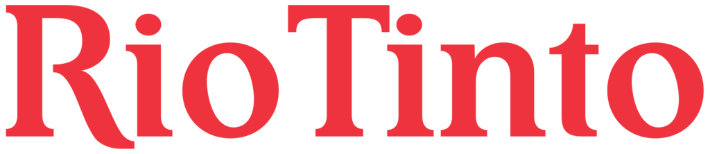 Rio Tinto corporate logo - red serif typography on transparent background