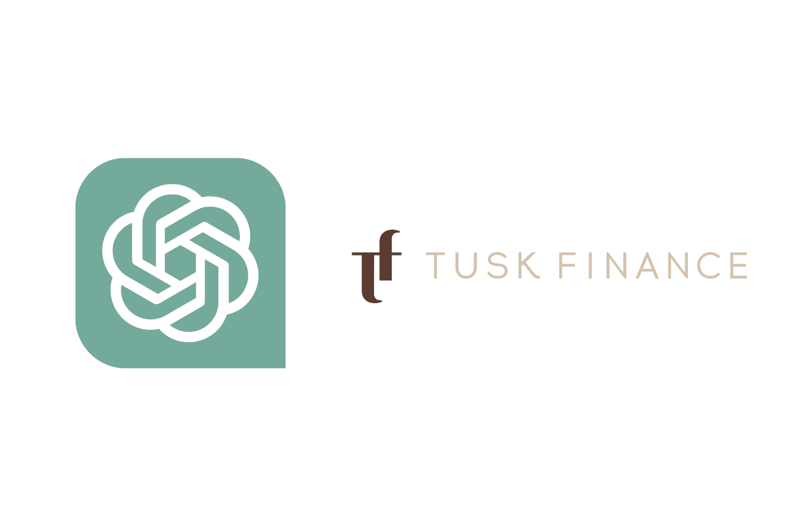 ChatGPT OpenAI green app icon and Tusk Finance logo side by side, representing the Advanced ChatGPT Training service delivered for Tusk Finance