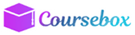 Coursebox AI logo - purple 3D box cube icon with Coursebox company name text